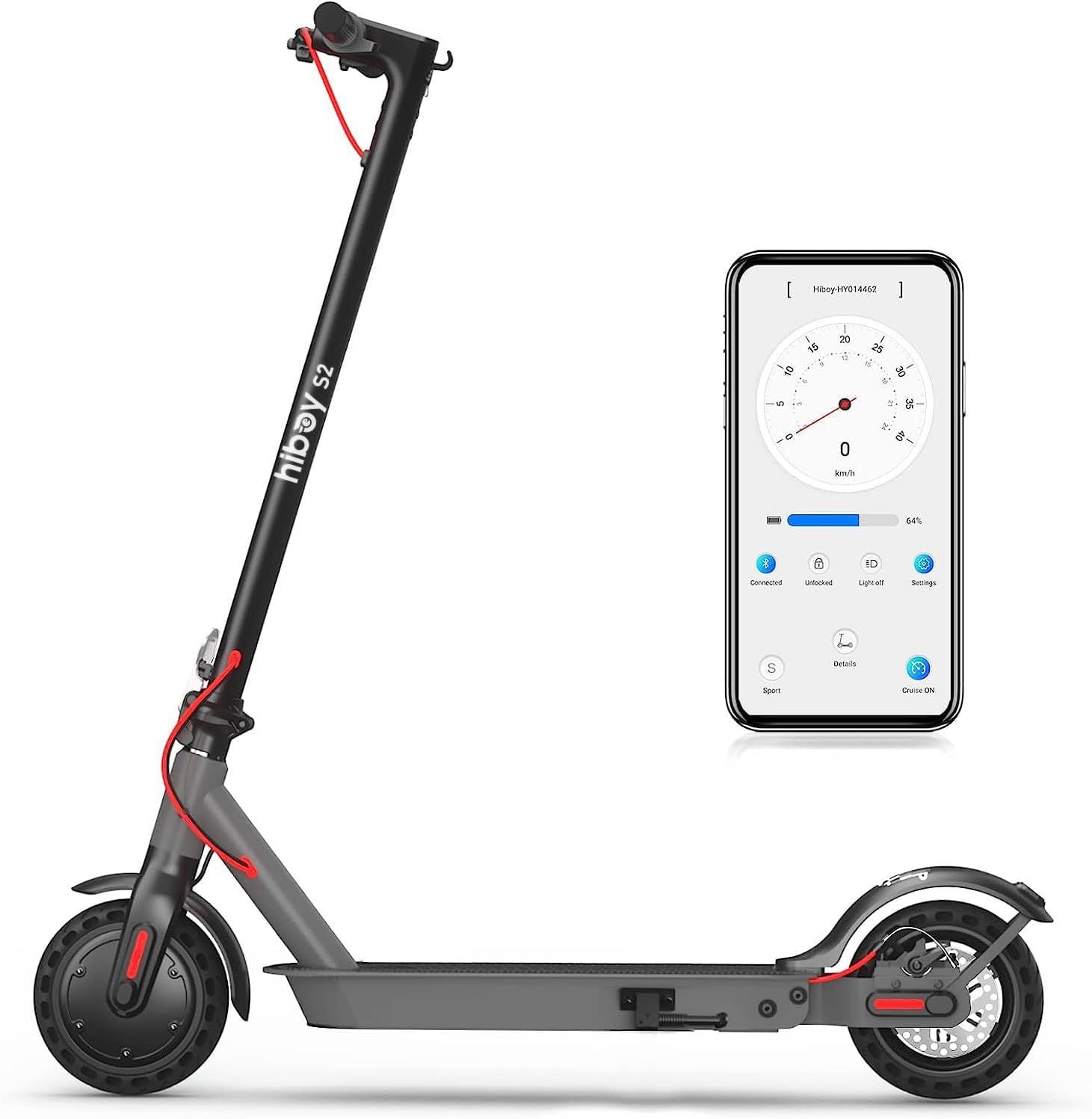 Shows the electric scooter alongside its companion mobile app interface to communicate smart features, connectivity, and digital control capabilities that enhance the user experience. Displays the…