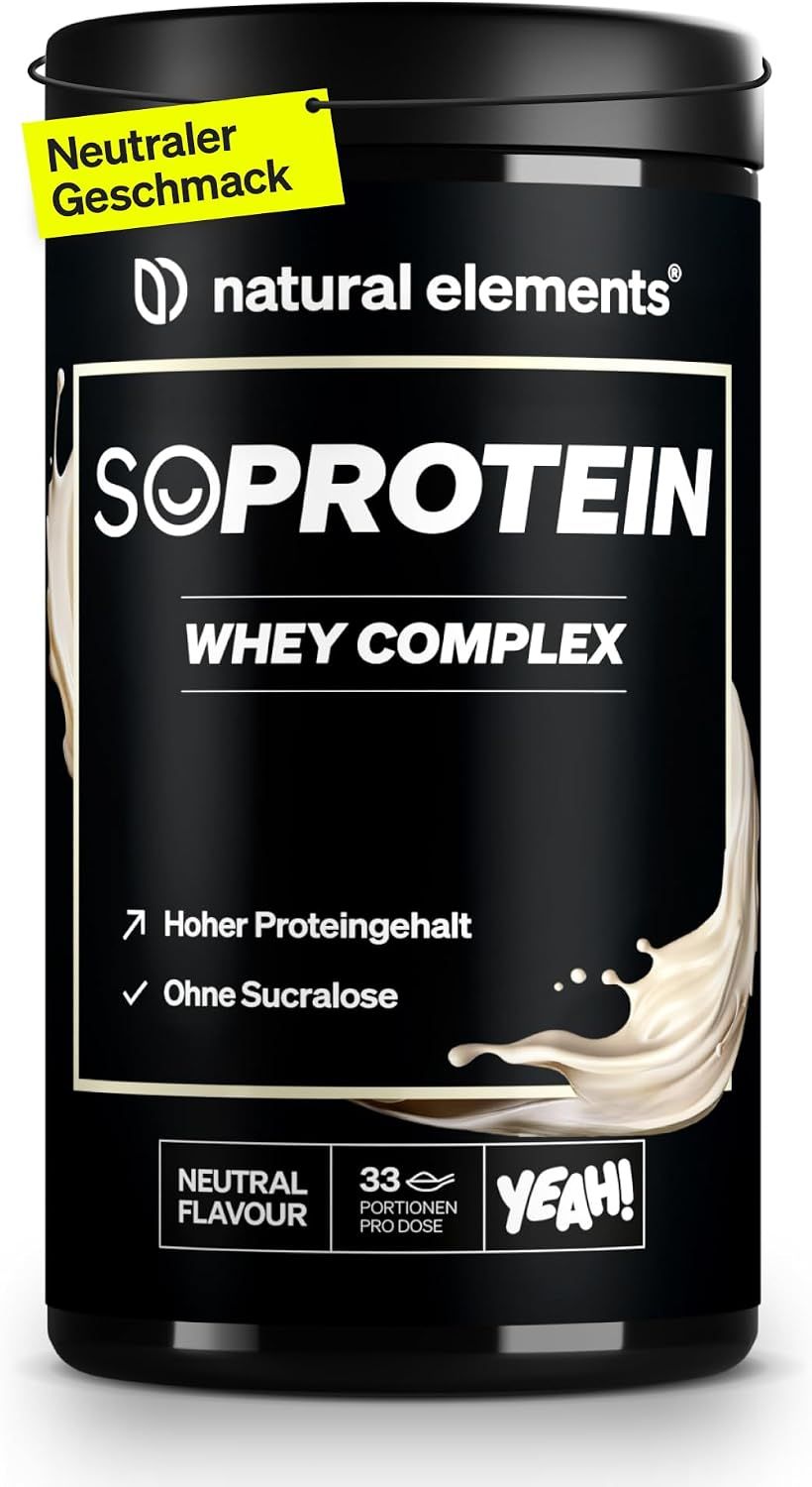 Shows the core protein powder container up front so shoppers can confirm the product and its high protein, neutral flavour, sucralose-free appeal. Shows the real retail tub with serving count and…