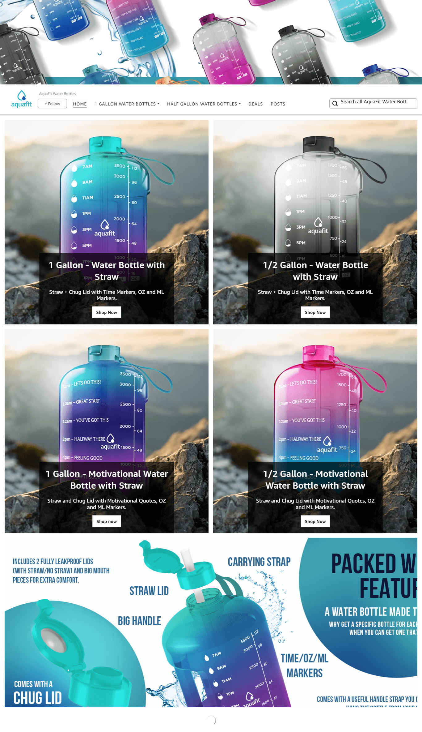 Brand Store for Amazon.com  AquaFit Water Bottles