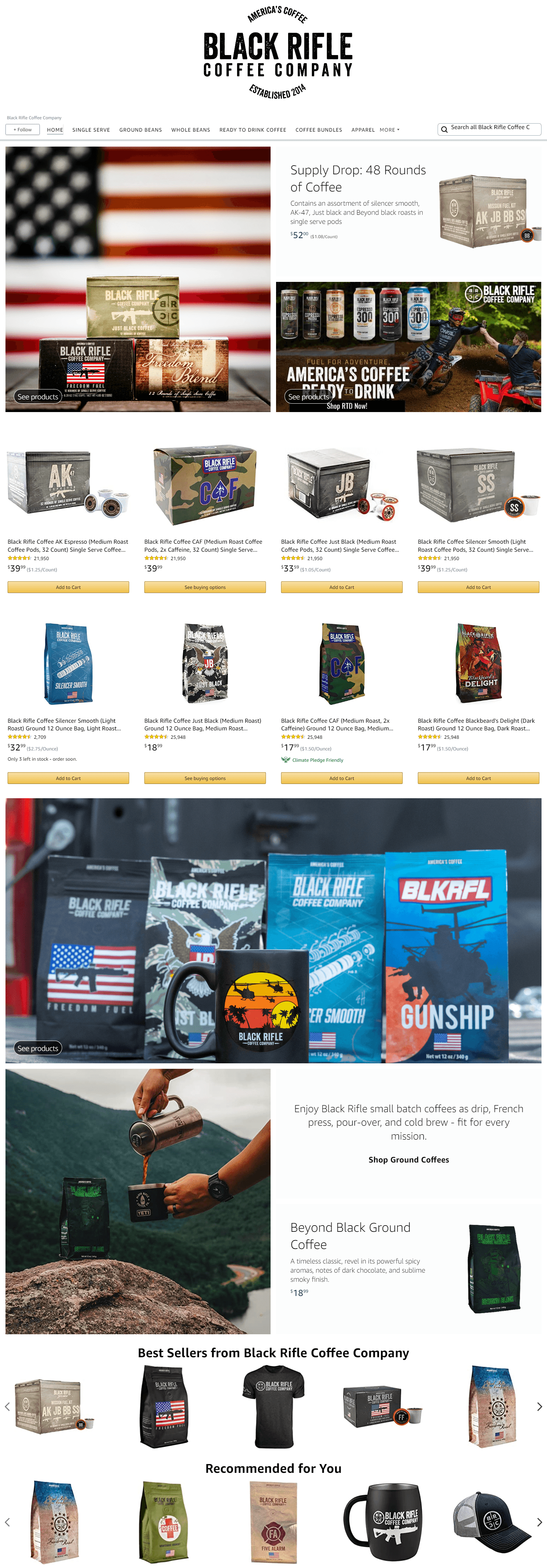Brand Store for Amazon.com  Black Rifle Coffee Company