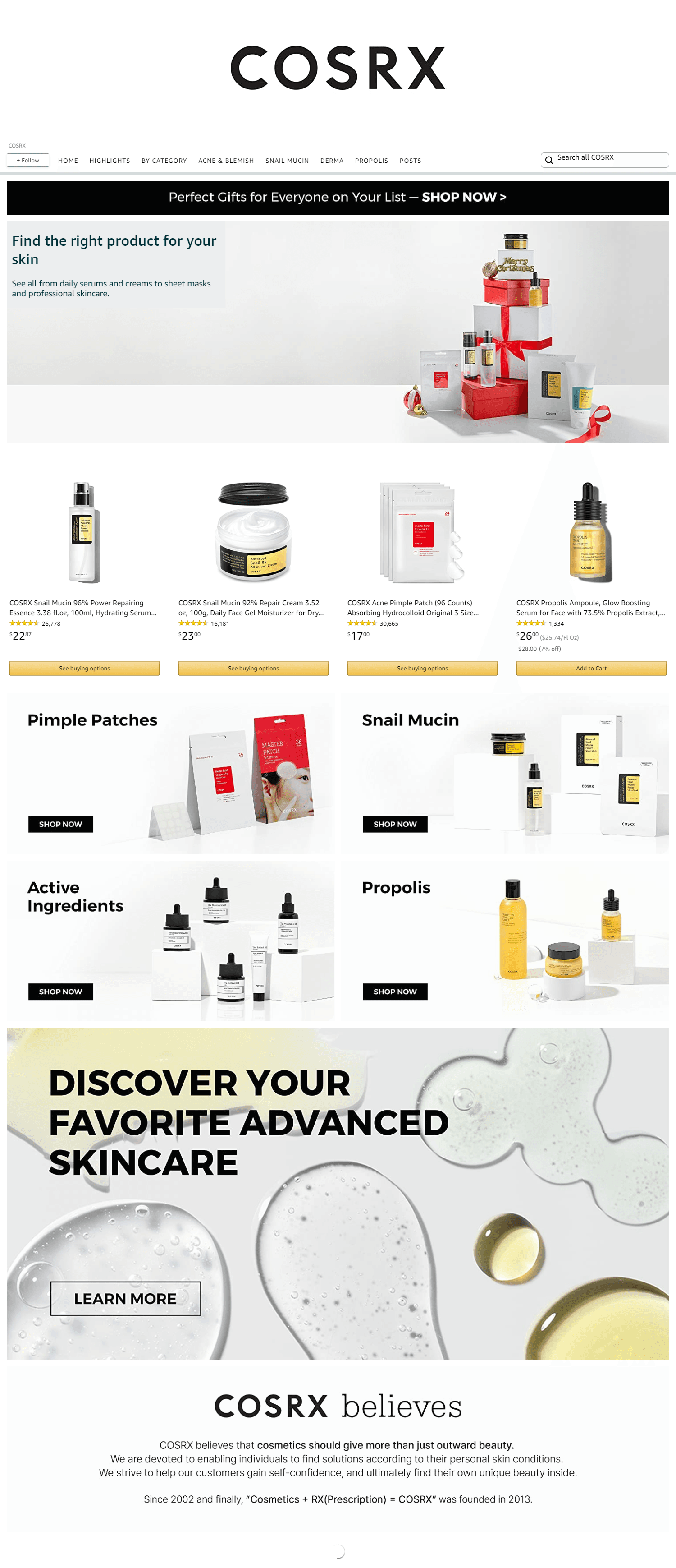 Brand Store for Amazon.com  COSRX