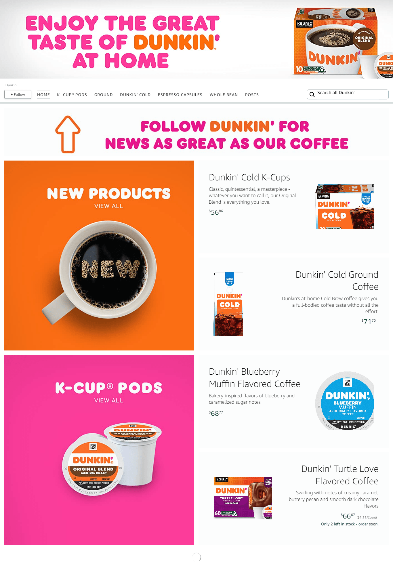 Brand Store for Amazon.com  Dunkin'