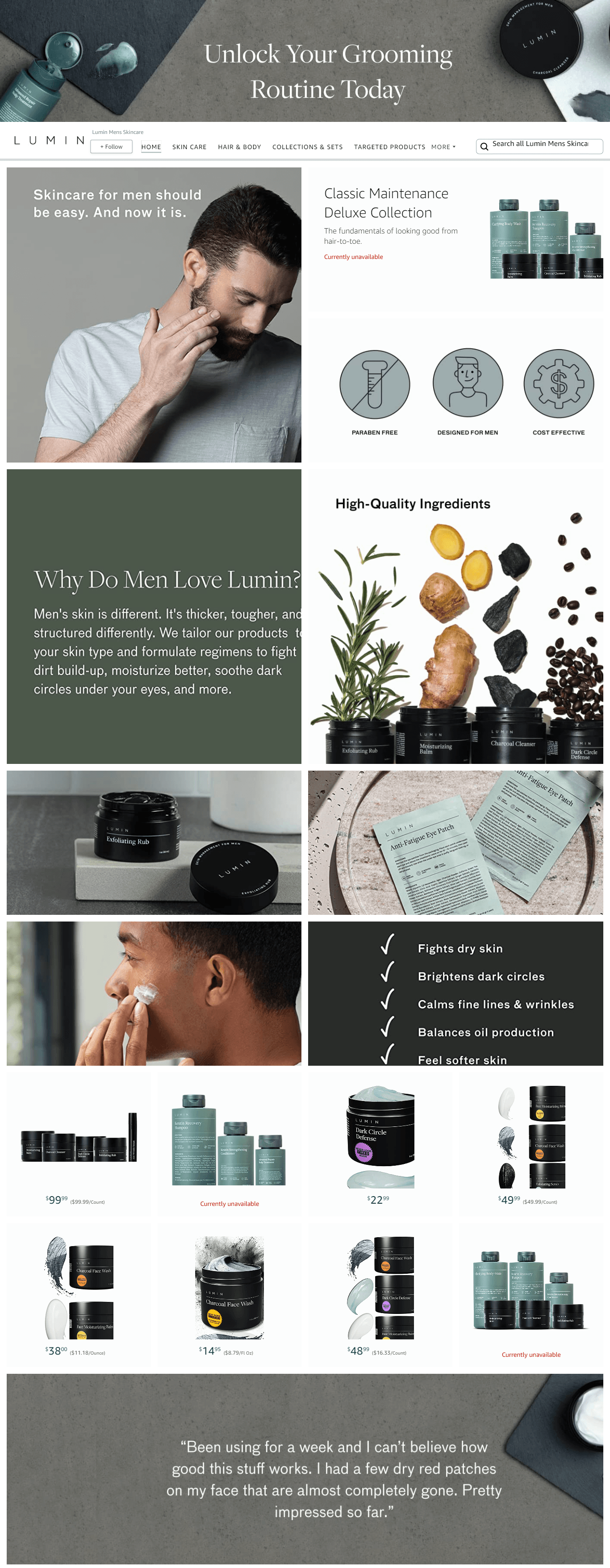 Brand Store for Amazon.com  Lumin Mens Skincare