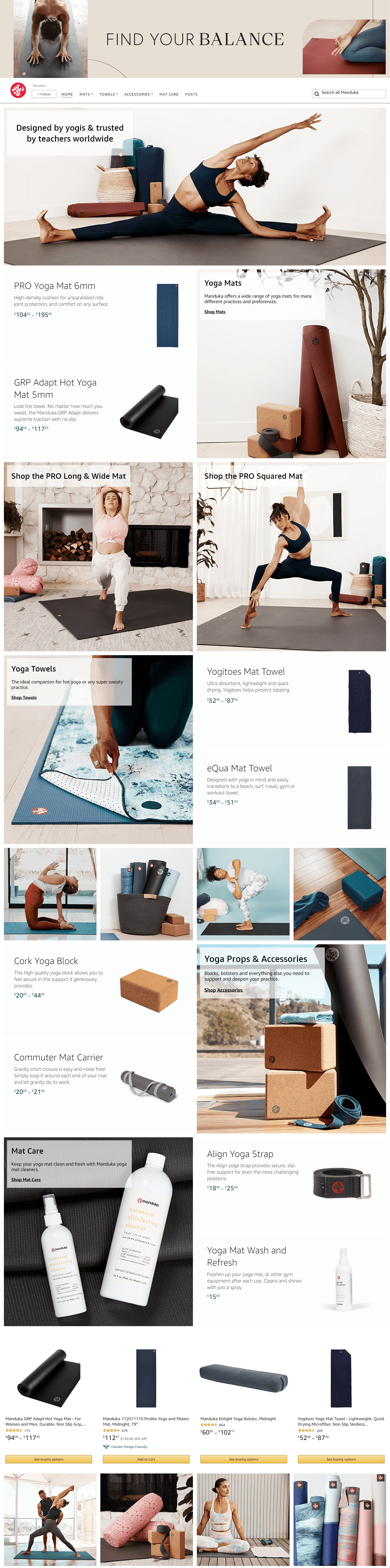 Brand Store for Amazon.com  Manduka