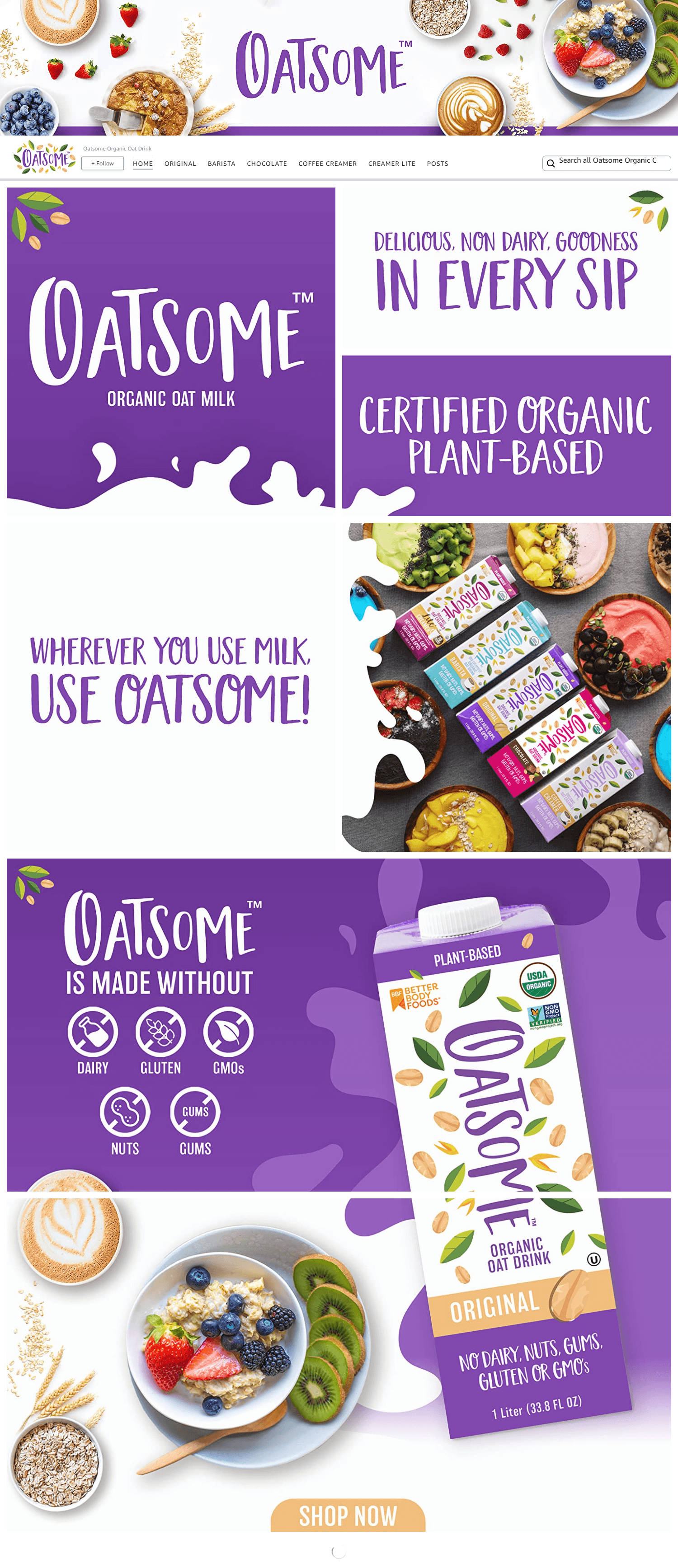 Brand Store for Amazon.com  Oatsome Organic Oat Drink