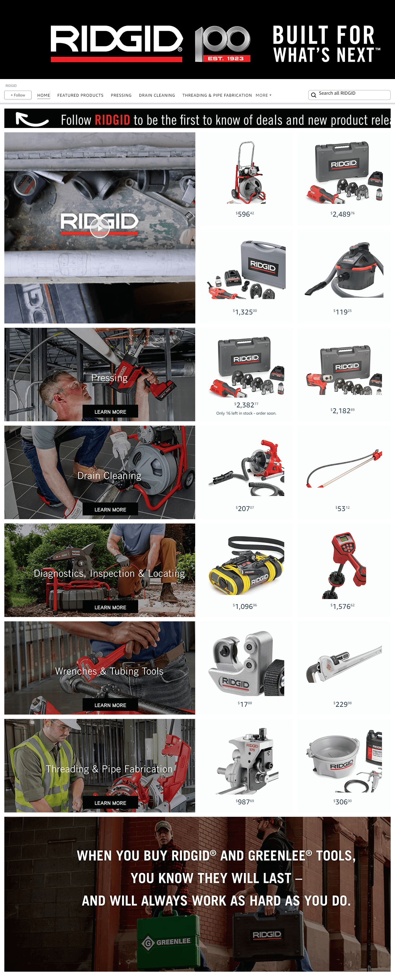 Brand Store for Amazon.com  RIDGID