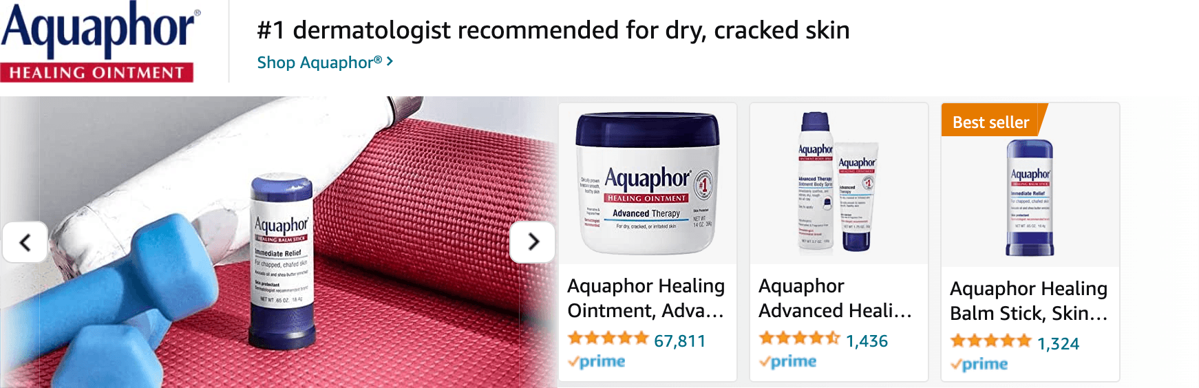 Sponsored Brands Ads for Amazon.com   aquaphor