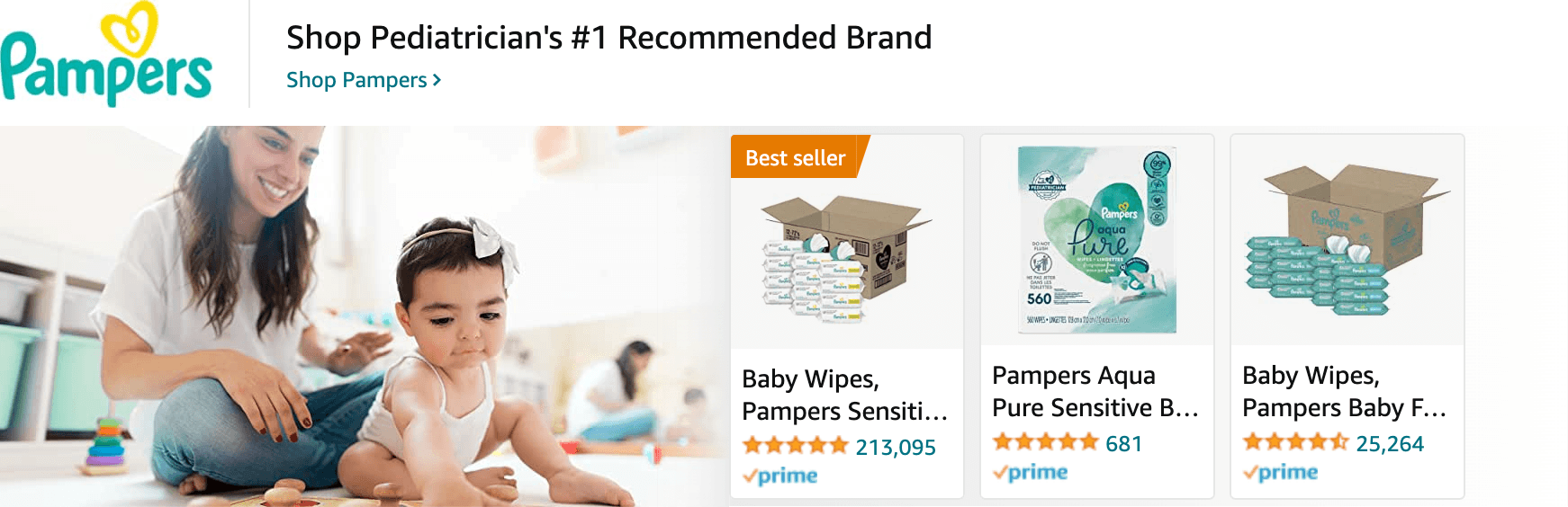 Sponsored Brands Ads for Amazon.com   baby wipes