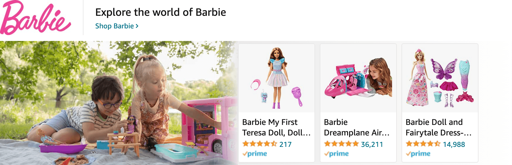 Sponsored Brands Ads for Amazon.com   barbie