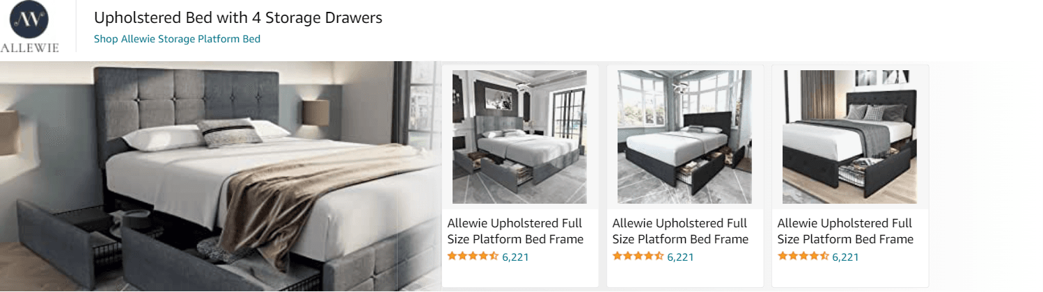 Sponsored Brands Ads for Amazon.com   bed frame