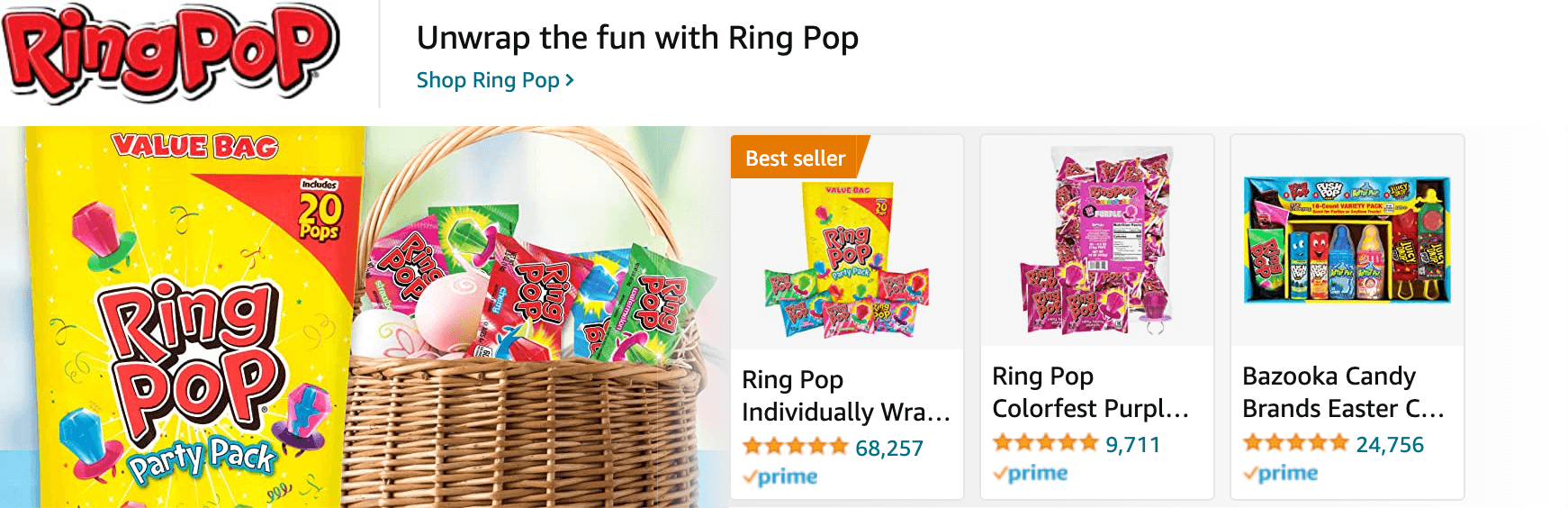 Sponsored Brands Ads for Amazon.com   candy