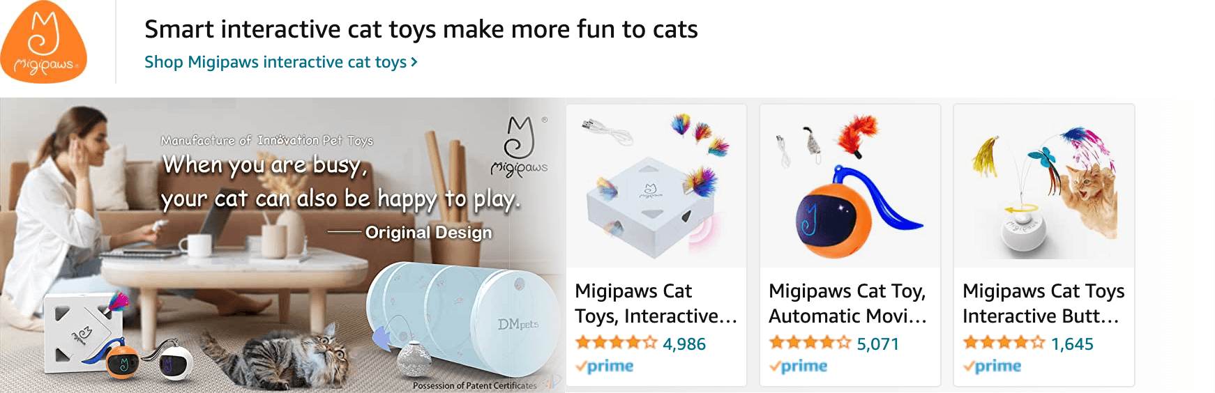 Sponsored Brands Ads for Amazon.com   cat toys