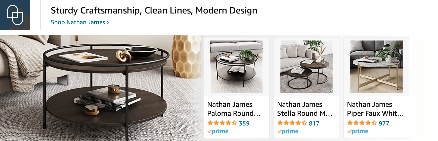 Sponsored Brands Ads for Amazon.com   coffee table