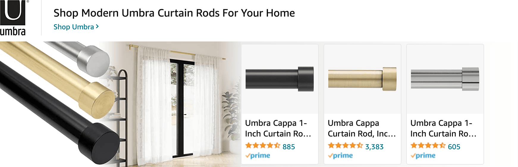 Sponsored Brands Ads for Amazon.com   curtain rods