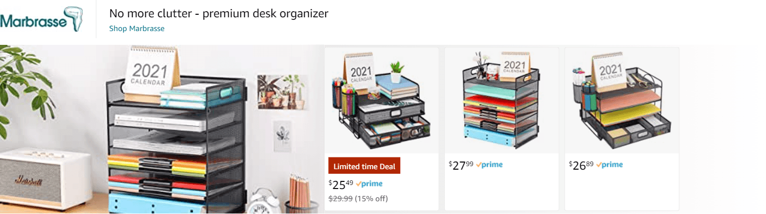 Sponsored Brands Ads for Amazon.com   desk organizers and accessories