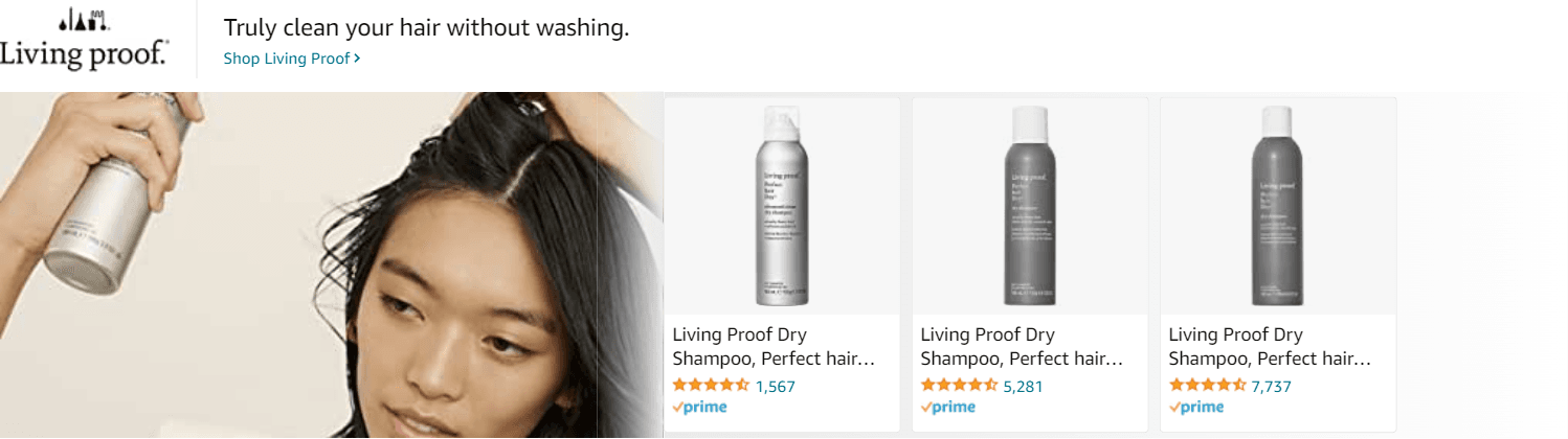 Sponsored Brands Ads for Amazon.com   dry shampoo