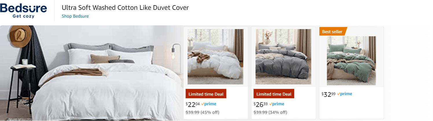 Sponsored Brands Ads for Amazon.com   duvet cover