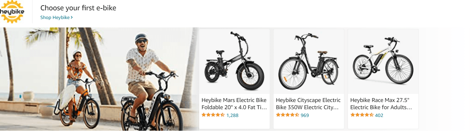 Sponsored Brands Ads for Amazon.com   electric bike