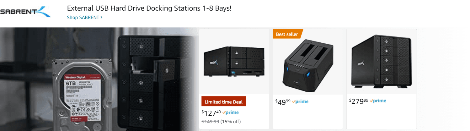 Sponsored Brands Ads for Amazon.com   external hard drive