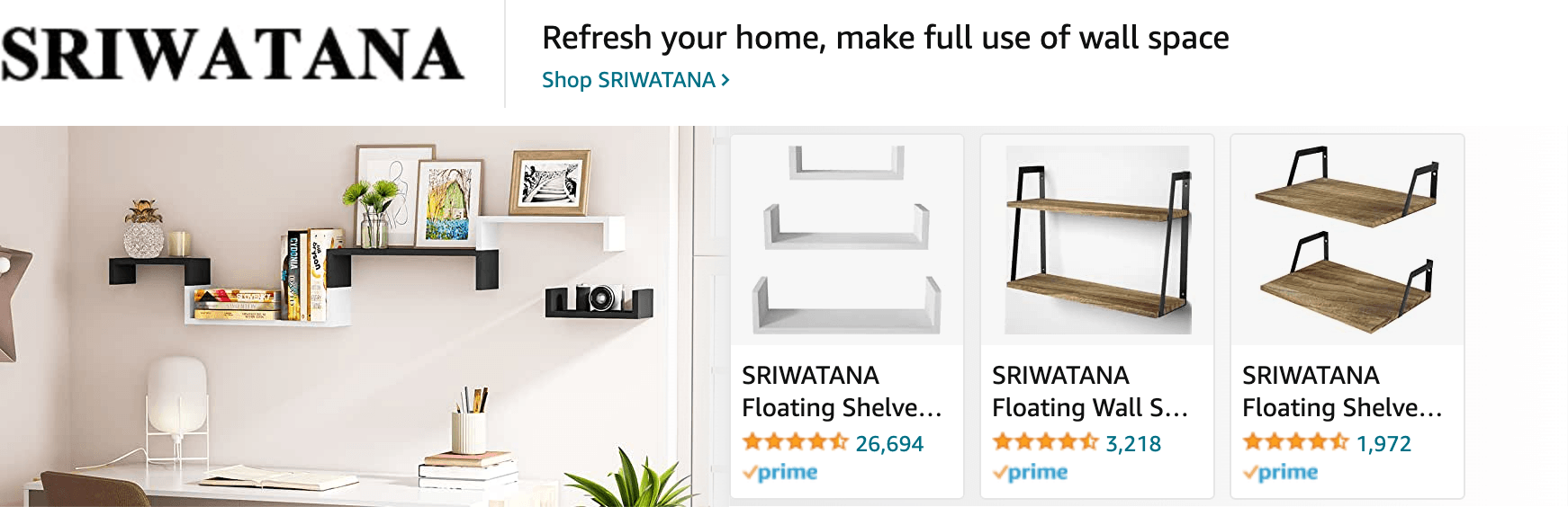 Sponsored Brands Ads for Amazon.com   floating shelves