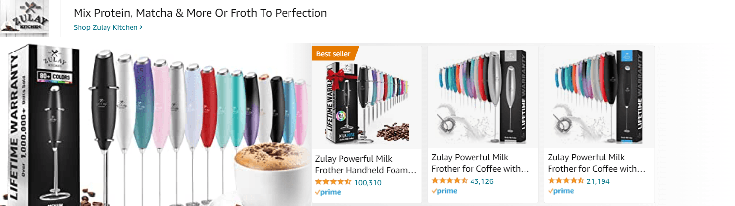 Sponsored Brands Ads for Amazon.com   frother