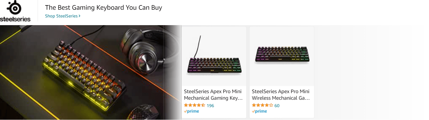 Sponsored Brands Ads for Amazon.com   gaming keyboard