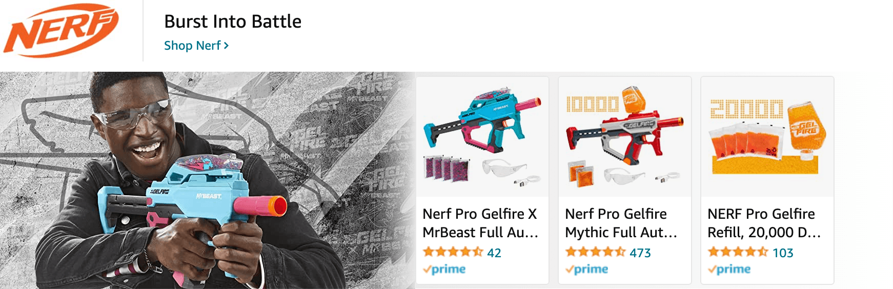 Sponsored Brands Ads for Amazon.com   gel blaster