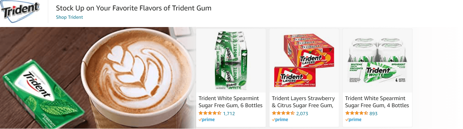Sponsored Brands Ads for Amazon.com   gum