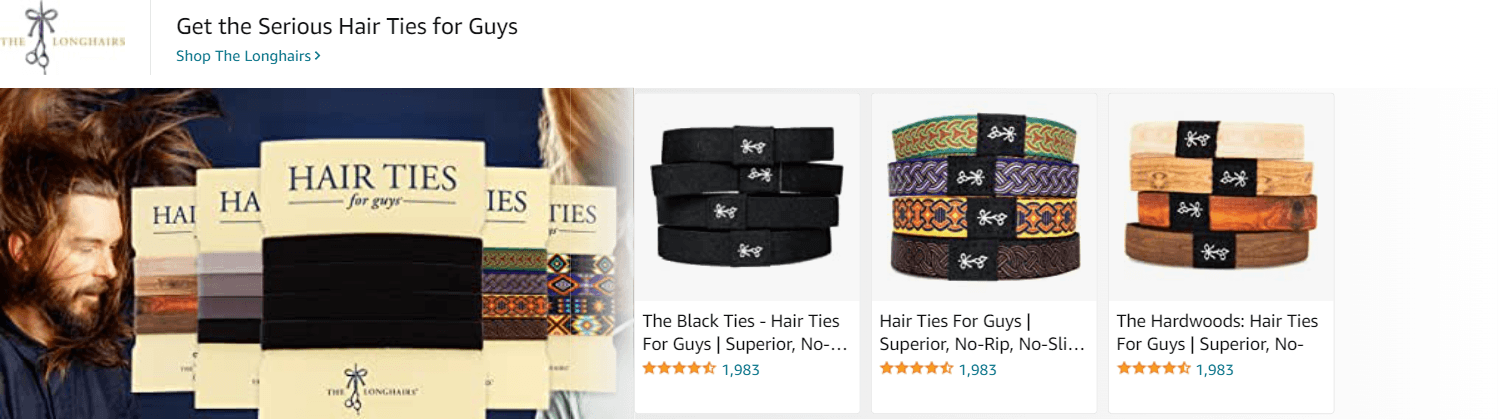 Sponsored Brands Ads for Amazon.com   hair ties