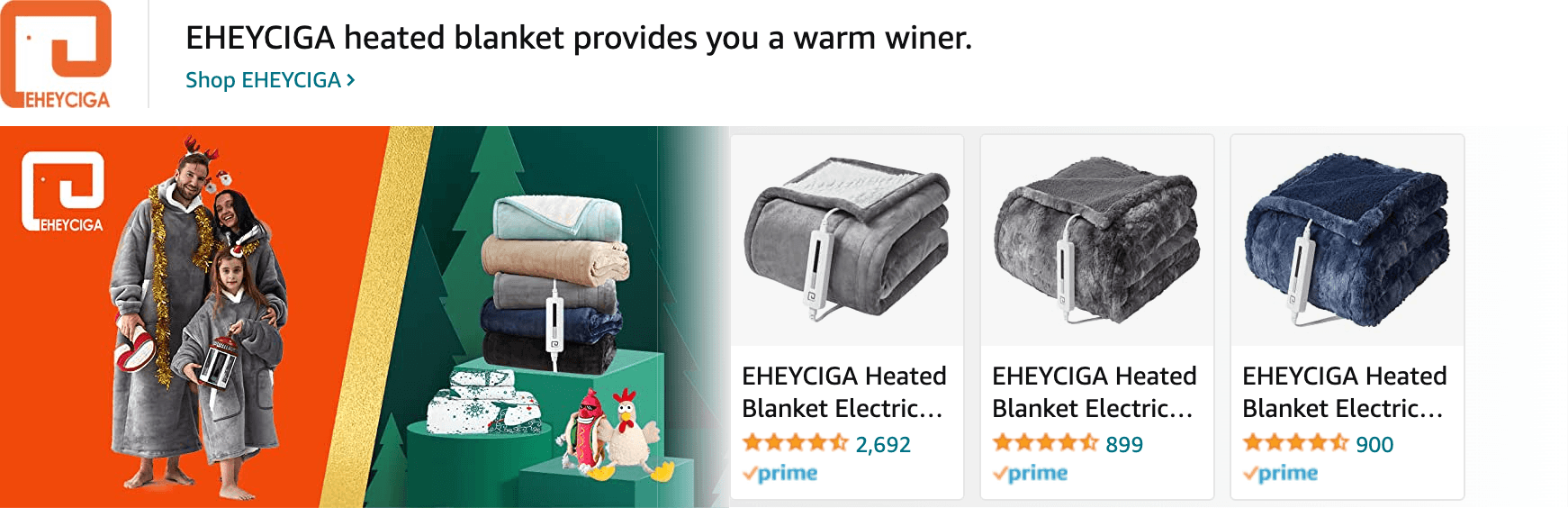 Sponsored Brands Ads for Amazon.com   heated blanket