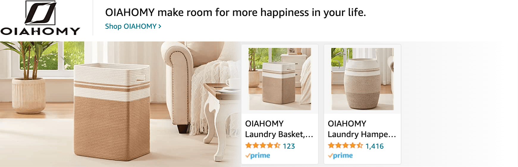 Sponsored Brands Ads for Amazon.com   laundry basket
