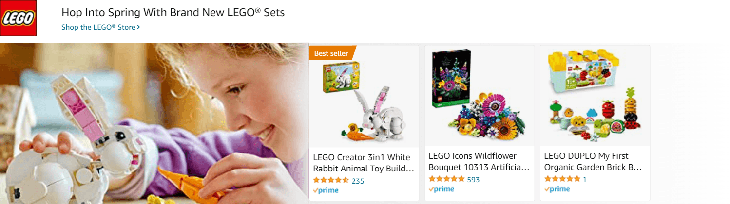 Sponsored Brands Ads for Amazon.com   lego sets