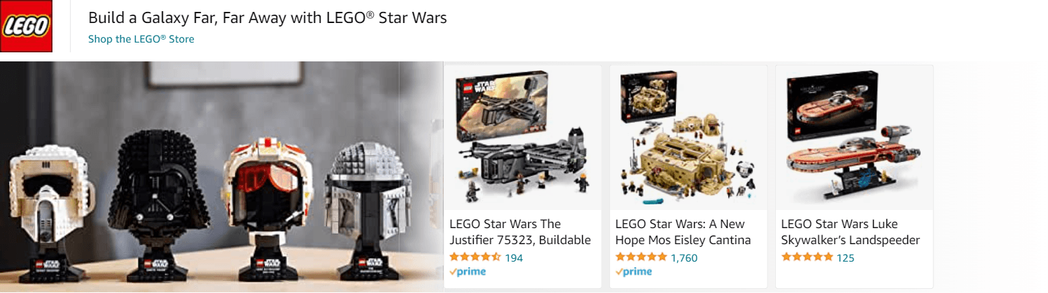Sponsored Brands Ads for Amazon.com   lego star wars
