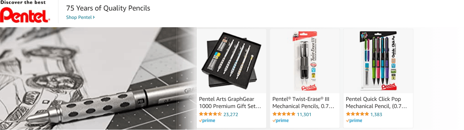 Sponsored Brands Ads for Amazon.com   mechanical pencil
