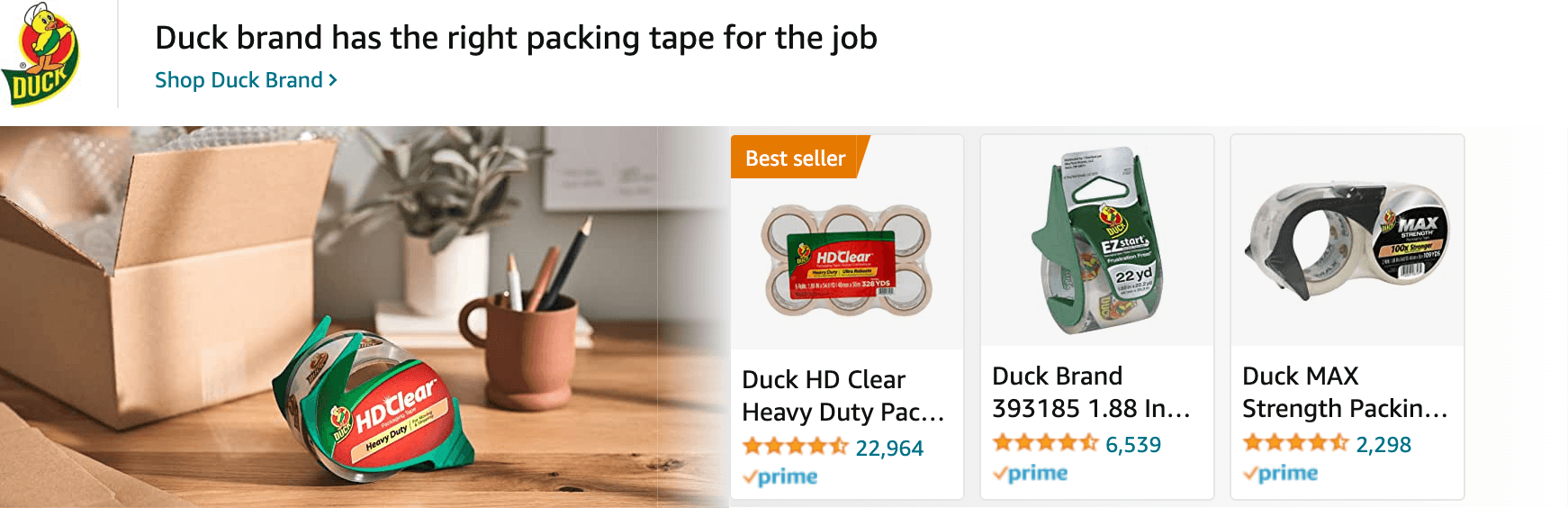 Sponsored Brands Ads for Amazon.com   packing tape