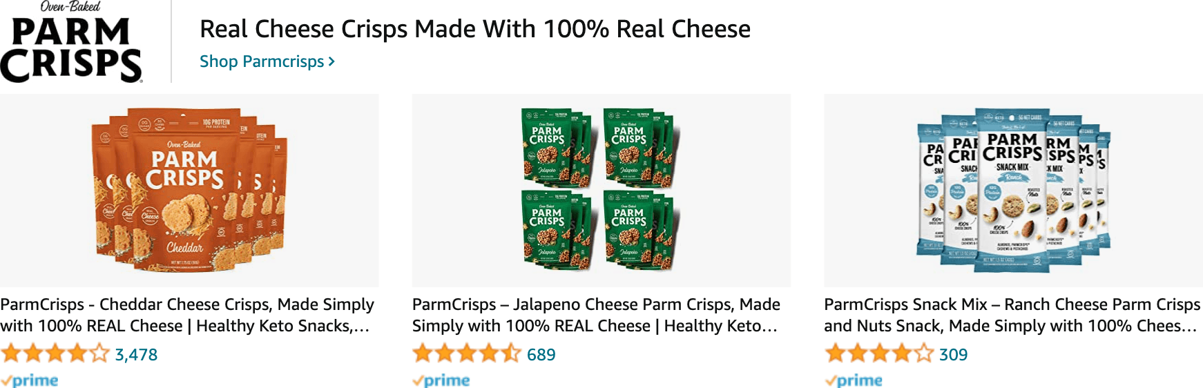 Sponsored Brands Ads for Amazon.com   parmesan cheese