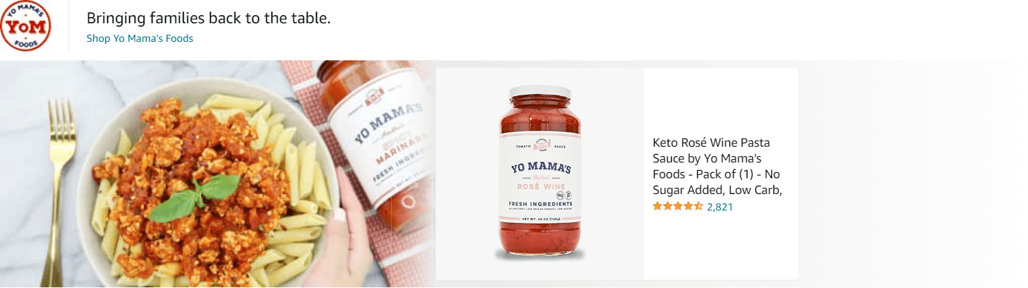 Sponsored Brands Ads for Amazon.com   pasta