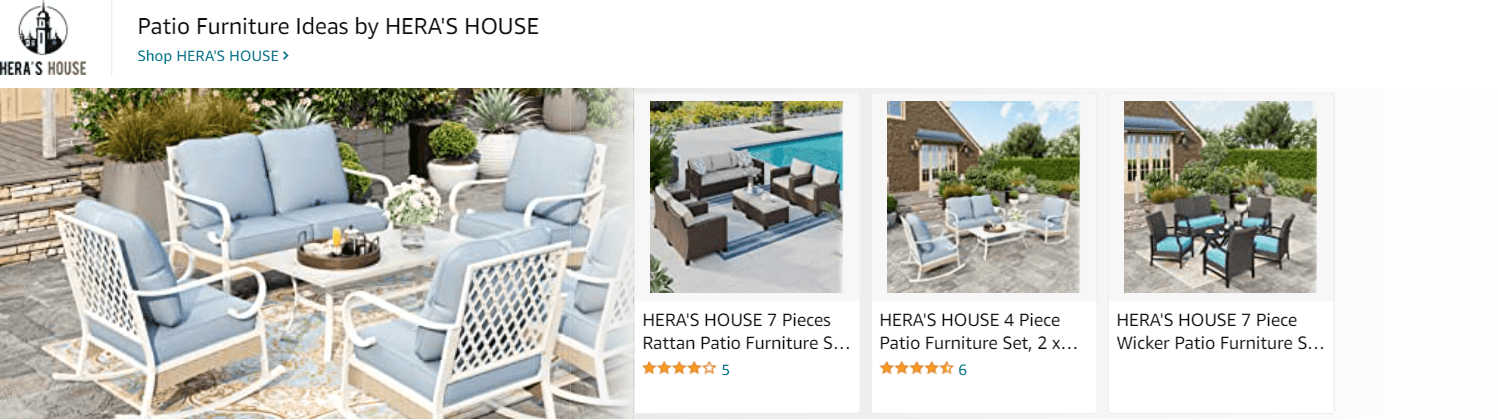 Sponsored Brands Ads for Amazon.com   patio furniture set