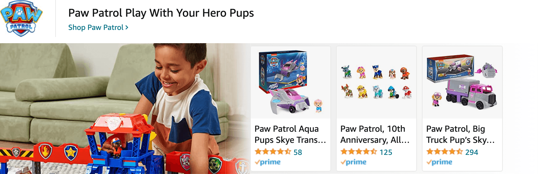 Sponsored Brands Ads for Amazon.com   paw patrol