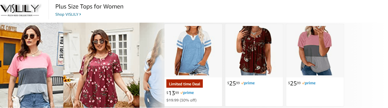 Sponsored Brands Ads for Amazon.com   plus size tops for women