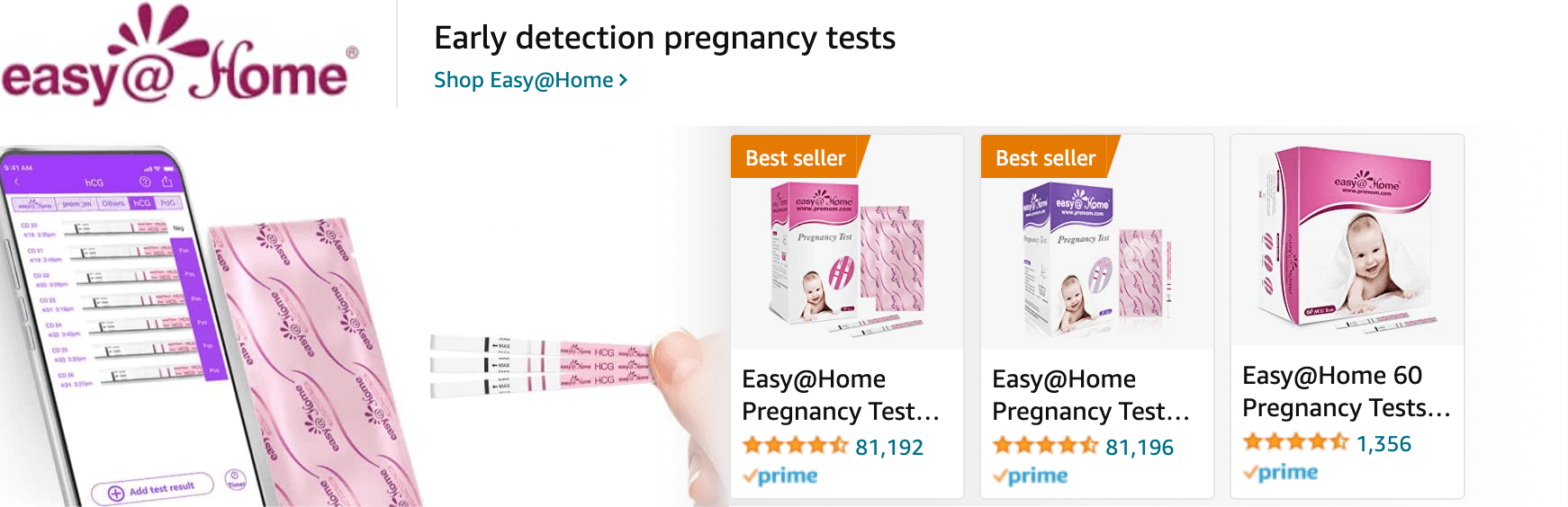 Sponsored Brands Ads for Amazon.com   pregnancy tests