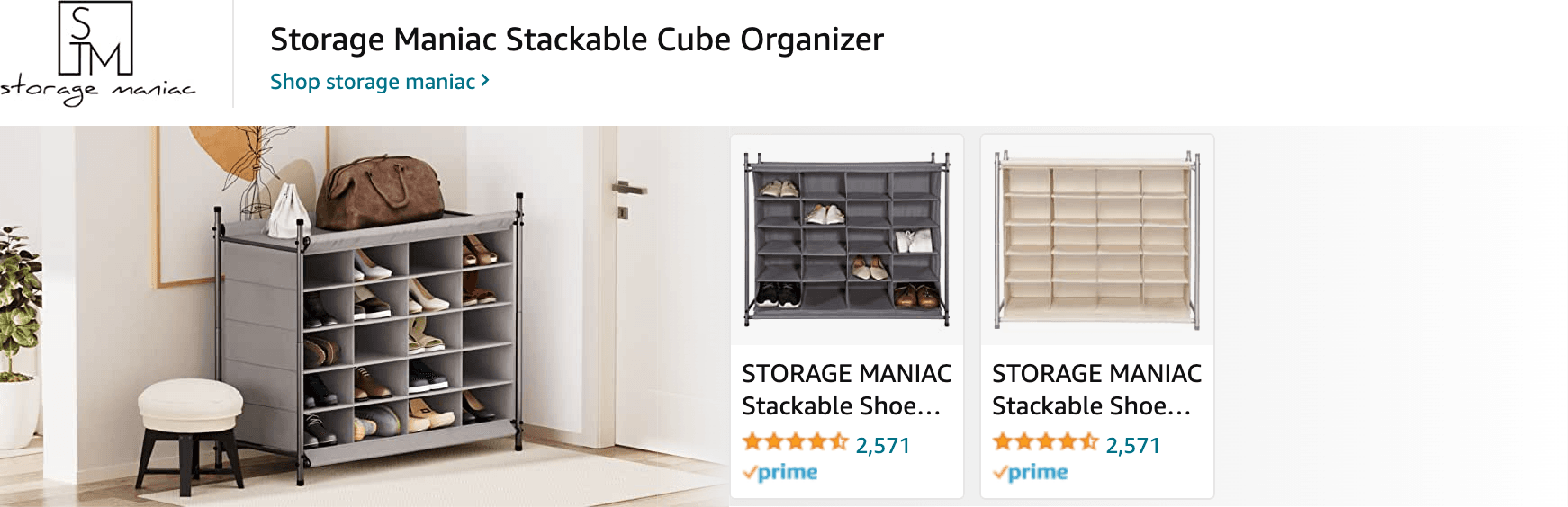 Sponsored Brands Ads for Amazon.com   shoe rack