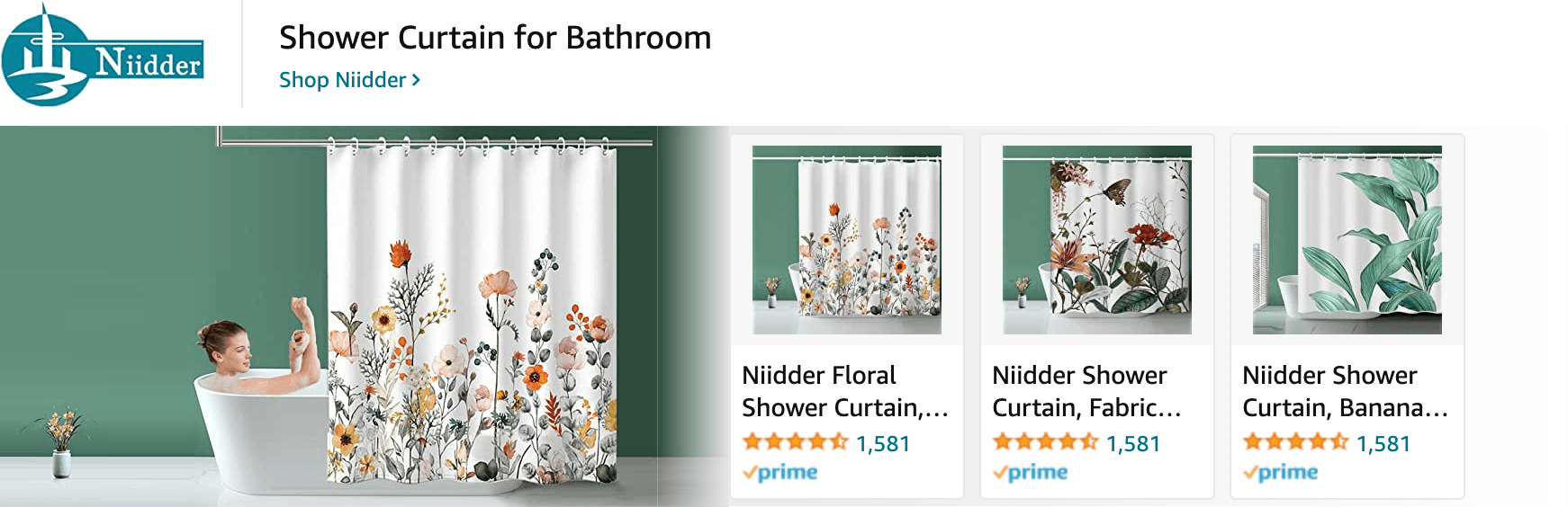 Sponsored Brands Ads for Amazon.com   shower curtain
