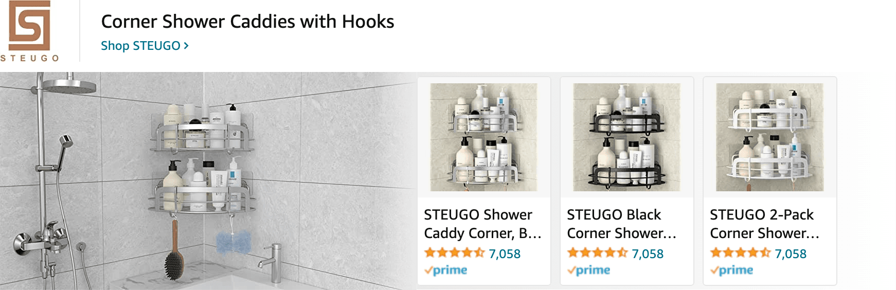 Sponsored Brands Ads for Amazon.com   shower organizer
