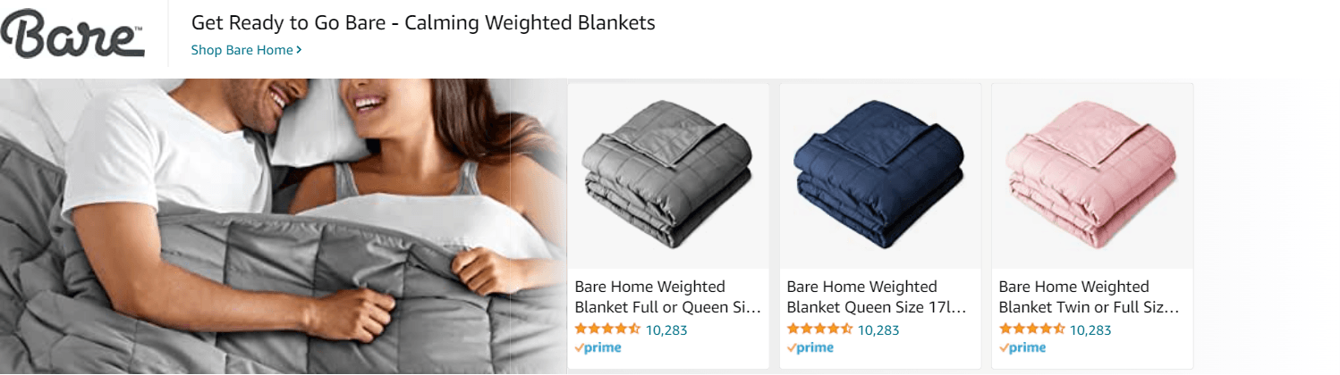 Sponsored Brands Ads for Amazon.com   weighted blanket