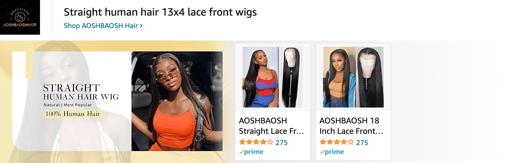 Sponsored Brands Ads for Amazon.com   wigs for black women human hair