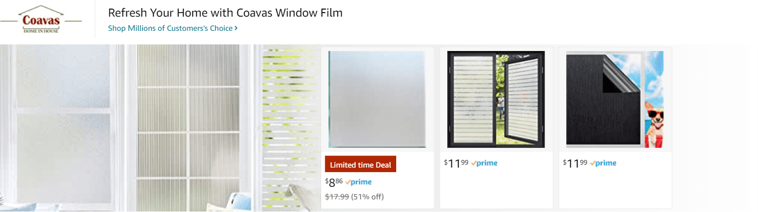 Sponsored Brands Ads for Amazon.com   window privacy film