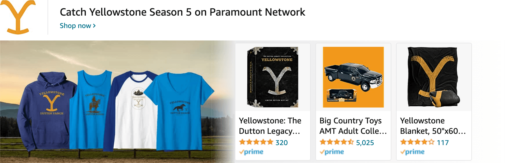 Sponsored Brands Ads for Amazon.com   yellowstone season 5