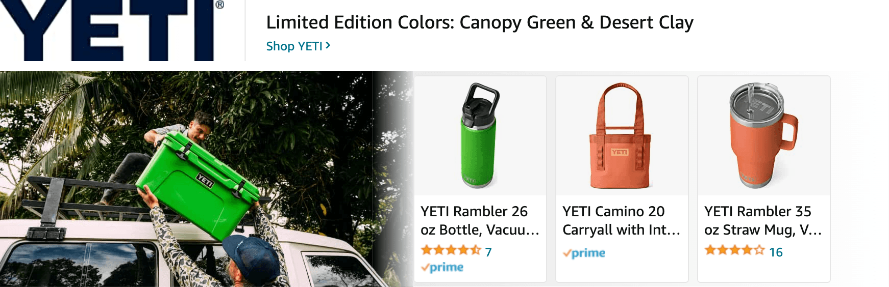 Sponsored Brands Ads for Amazon.com   yeti