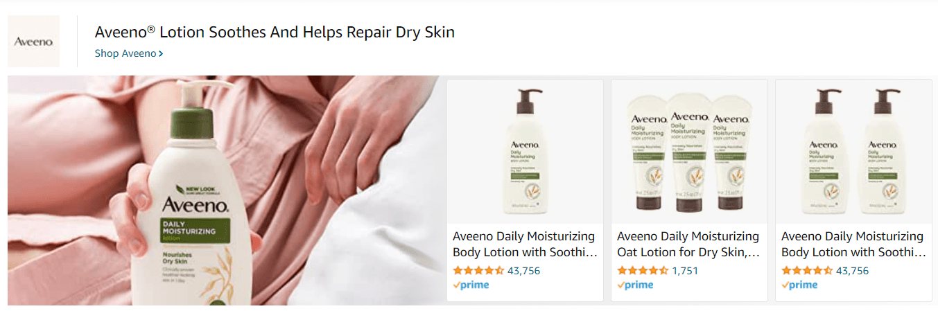 Sponsored Brands Ads for Aveeno